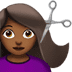 💇🏾‍♀️ woman getting haircut: medium-dark skin tone display on Apple